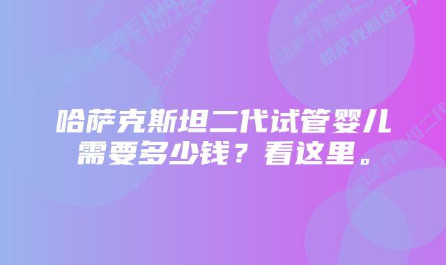 哈萨克斯坦二代试管婴儿需要多少钱？看这里。