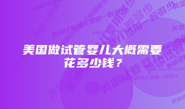 美国做试管婴儿大概需要花多少钱？