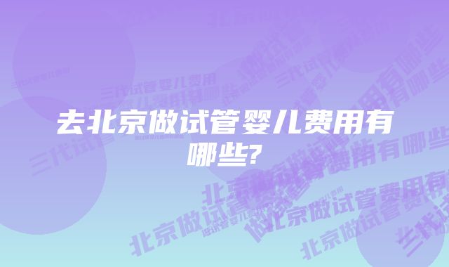 去北京做试管婴儿费用有哪些?