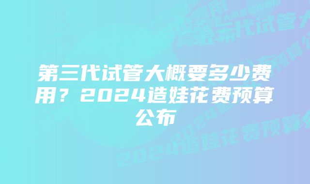 第三代试管大概要多少费用？2024造娃花费预算公布