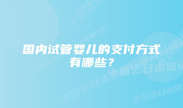 国内试管婴儿的支付方式有哪些？