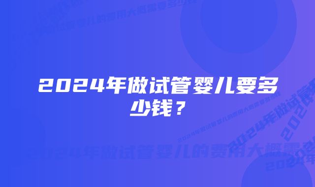 2024年做试管婴儿要多少钱？