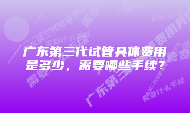 广东第三代试管具体费用是多少，需要哪些手续？