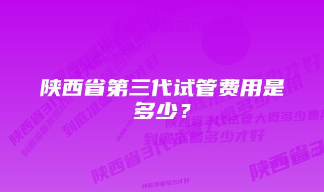 陕西省第三代试管费用是多少？