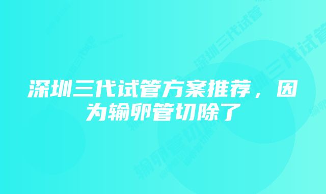 深圳三代试管方案推荐，因为输卵管切除了