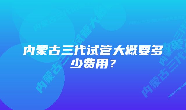 内蒙古三代试管大概要多少费用？