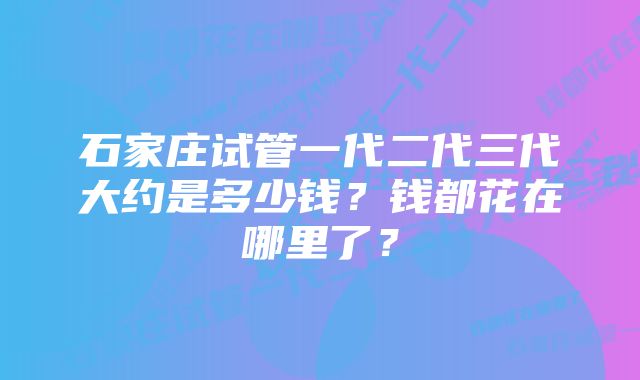 石家庄试管一代二代三代大约是多少钱？钱都花在哪里了？