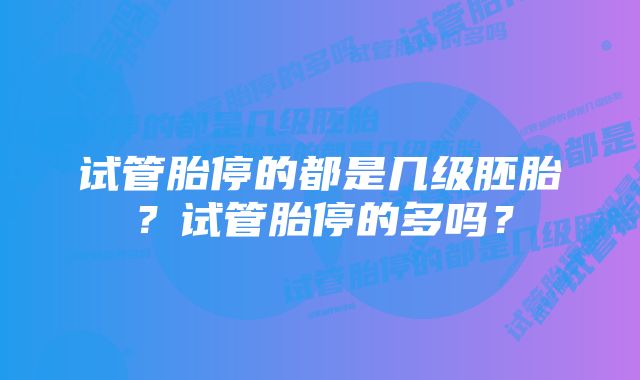 试管胎停的都是几级胚胎？试管胎停的多吗？