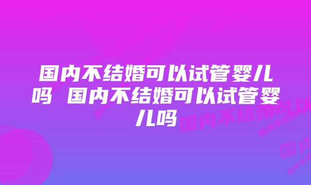 国内不结婚可以试管婴儿吗 国内不结婚可以试管婴儿吗