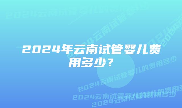 2024年云南试管婴儿费用多少？