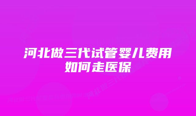 河北做三代试管婴儿费用如何走医保