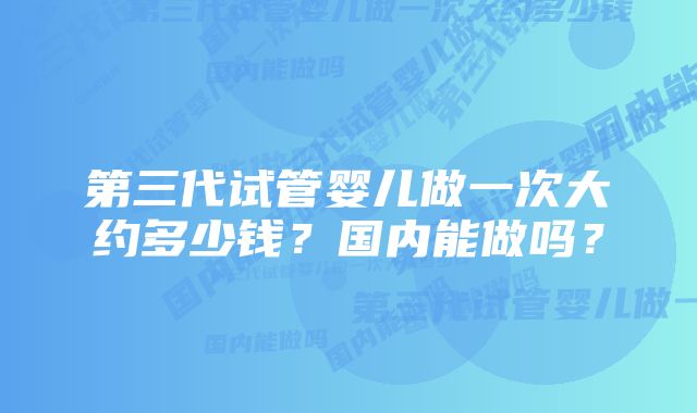 第三代试管婴儿做一次大约多少钱？国内能做吗？