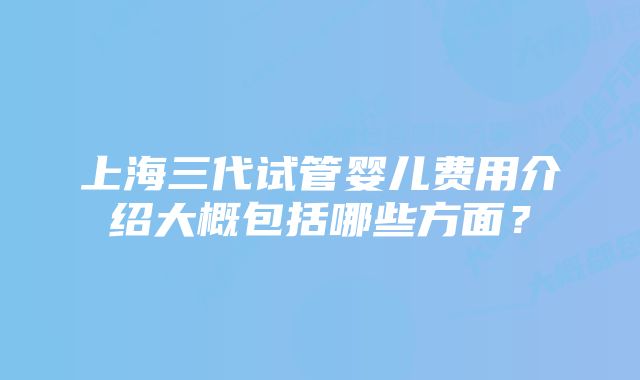 上海三代试管婴儿费用介绍大概包括哪些方面？