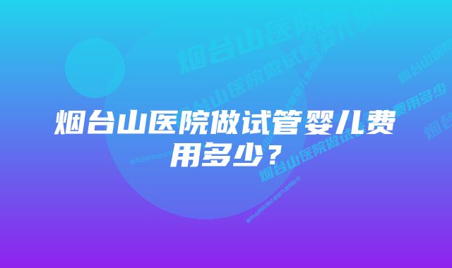 烟台山医院做试管婴儿费用多少？