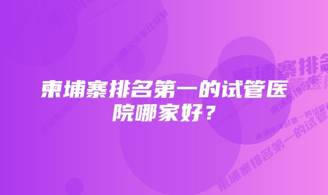 柬埔寨排名第一的试管医院哪家好？