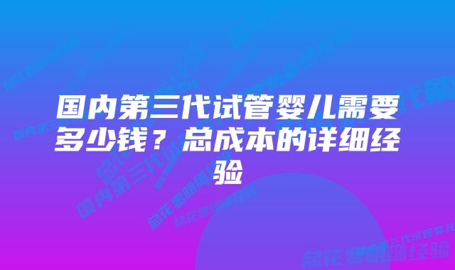 国内第三代试管婴儿需要多少钱？总成本的详细经验