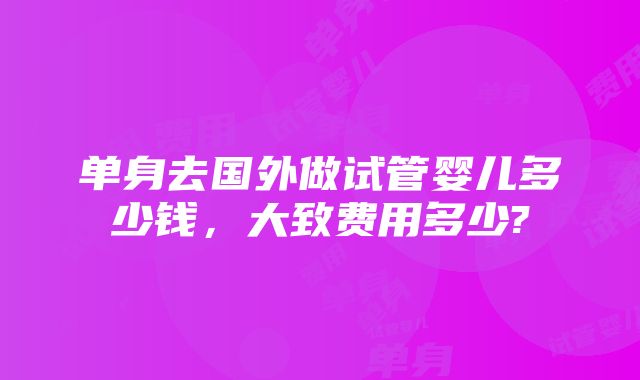 单身去国外做试管婴儿多少钱，大致费用多少?