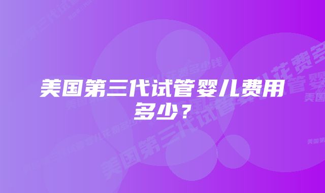 美国第三代试管婴儿费用多少？