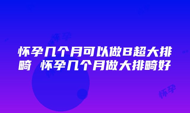 怀孕几个月可以做B超大排畸 怀孕几个月做大排畸好