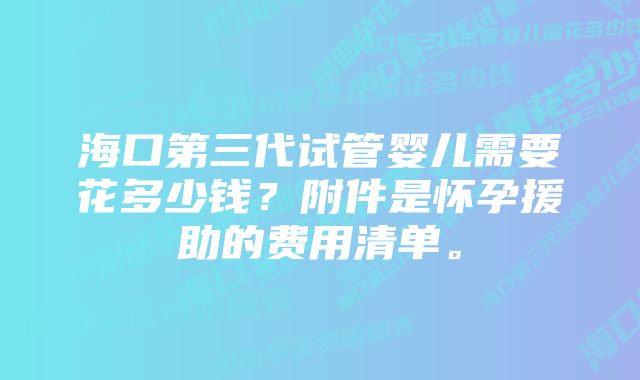 海口第三代试管婴儿需要花多少钱？附件是怀孕援助的费用清单。