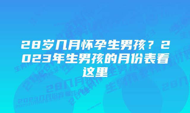 28岁几月怀孕生男孩？2023年生男孩的月份表看这里