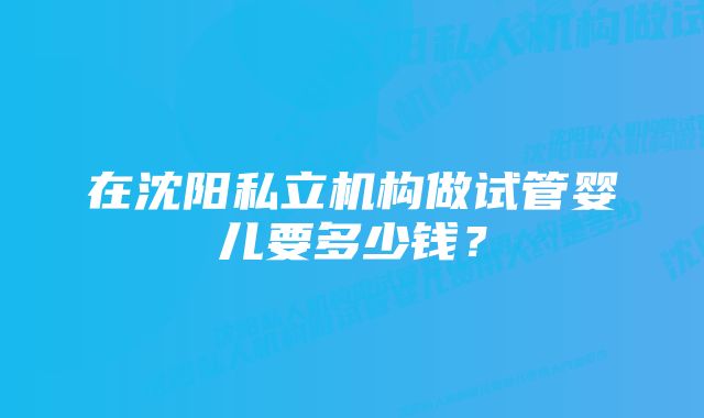 在沈阳私立机构做试管婴儿要多少钱？