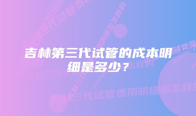 吉林第三代试管的成本明细是多少？