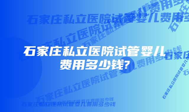 石家庄私立医院试管婴儿费用多少钱?