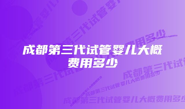 成都第三代试管婴儿大概费用多少