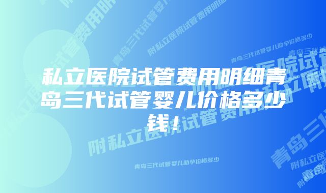 私立医院试管费用明细青岛三代试管婴儿价格多少钱！