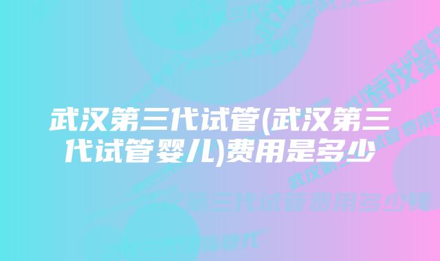 武汉第三代试管(武汉第三代试管婴儿)费用是多少