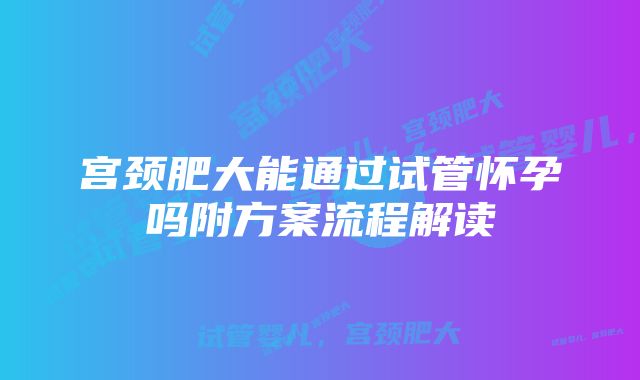 宫颈肥大能通过试管怀孕吗附方案流程解读