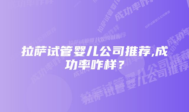 拉萨试管婴儿公司推荐,成功率咋样？