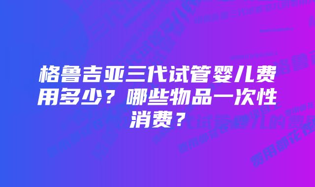 格鲁吉亚三代试管婴儿费用多少？哪些物品一次性消费？