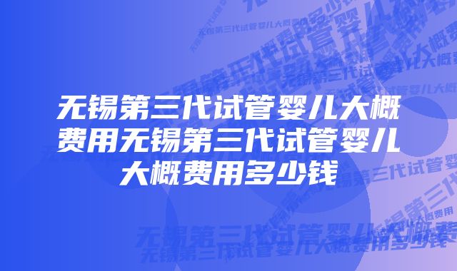 无锡第三代试管婴儿大概费用无锡第三代试管婴儿大概费用多少钱