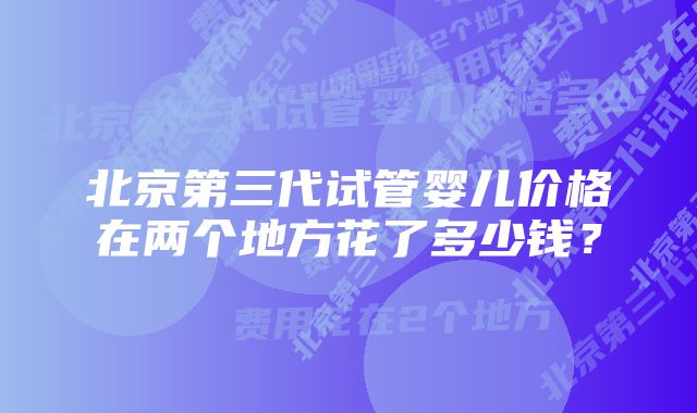 北京第三代试管婴儿价格在两个地方花了多少钱？