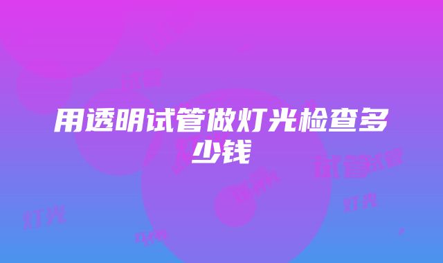 用透明试管做灯光检查多少钱