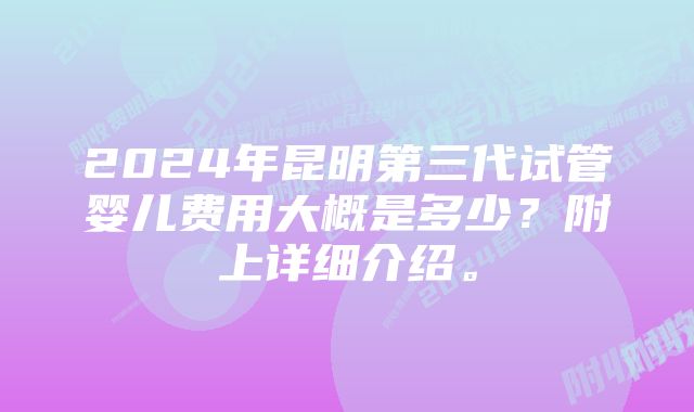 2024年昆明第三代试管婴儿费用大概是多少？附上详细介绍。