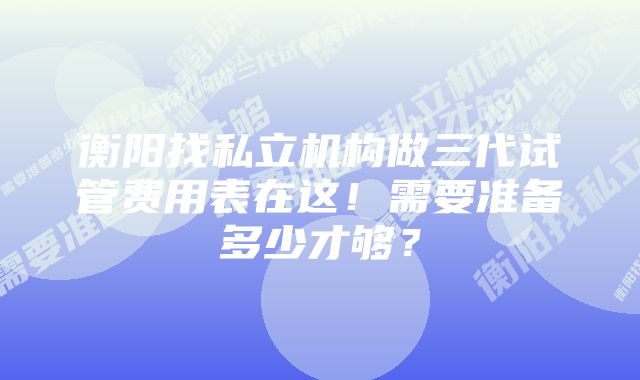 衡阳找私立机构做三代试管费用表在这！需要准备多少才够？