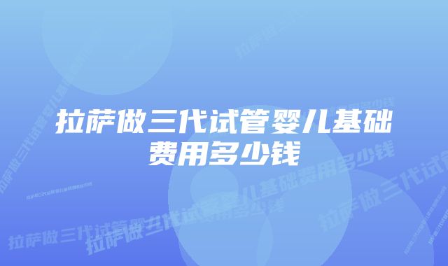 拉萨做三代试管婴儿基础费用多少钱