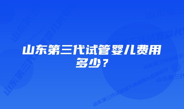 山东第三代试管婴儿费用多少？