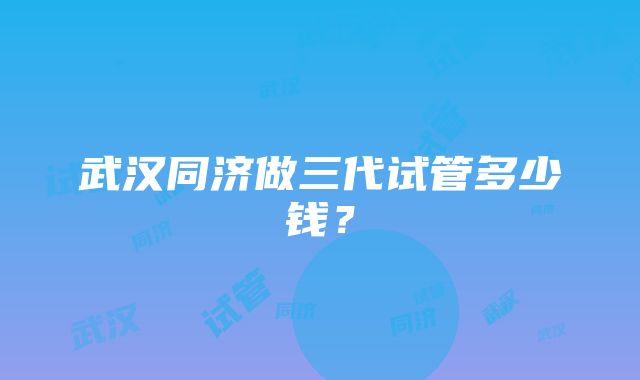 武汉同济做三代试管多少钱？