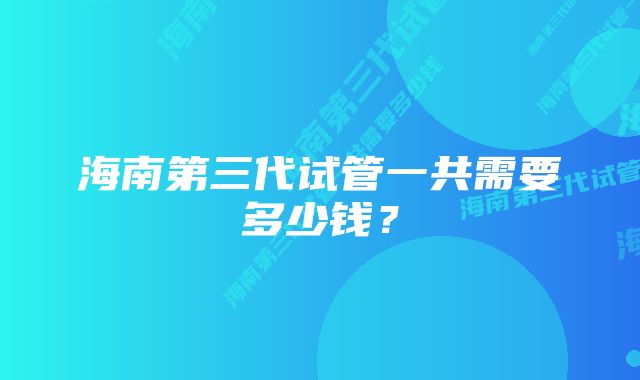 海南第三代试管一共需要多少钱？