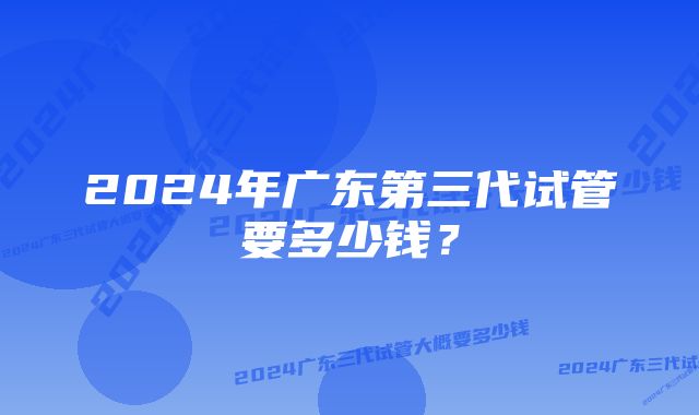 2024年广东第三代试管要多少钱？