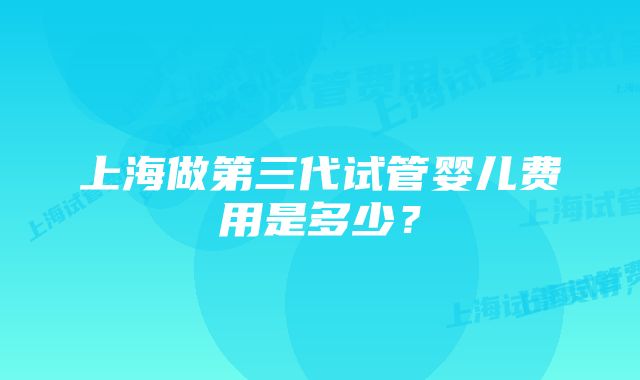 上海做第三代试管婴儿费用是多少？