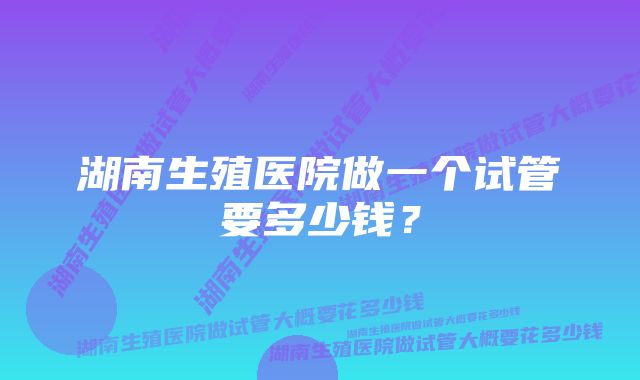 湖南生殖医院做一个试管要多少钱？