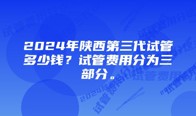 2024年陕西第三代试管多少钱？试管费用分为三部分。