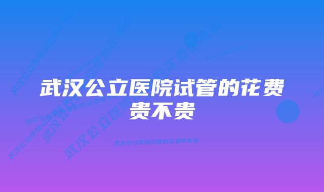 武汉公立医院试管的花费贵不贵