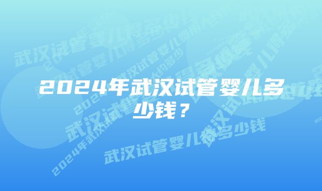 2024年武汉试管婴儿多少钱？