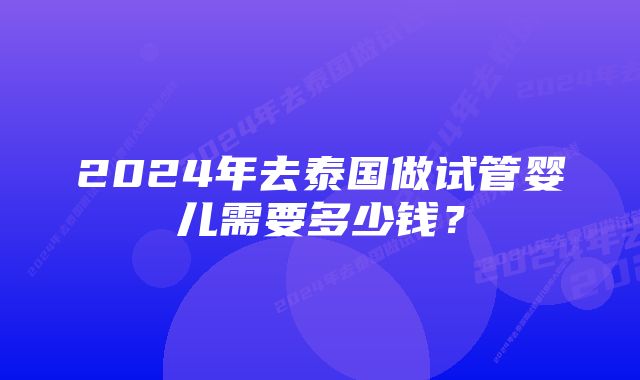 2024年去泰国做试管婴儿需要多少钱？